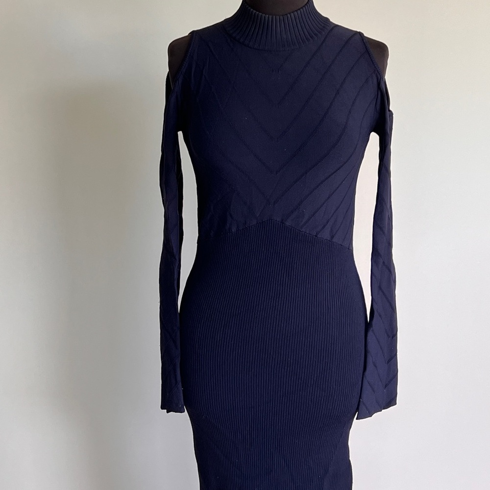 Manning Cartell Turtle Neck Navy Blue Maxi Dress Size Medium - Picture 3 of 14